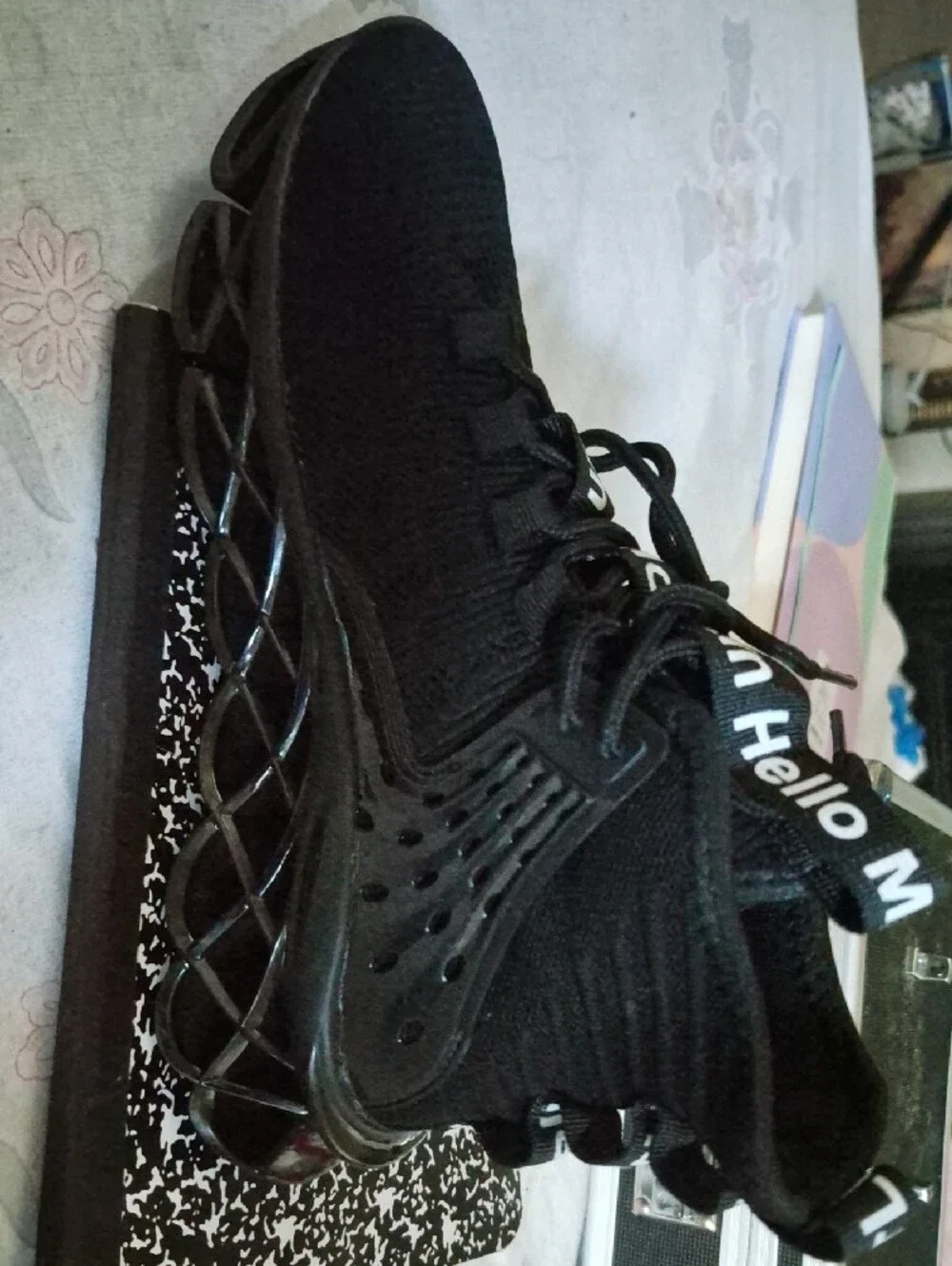 Hello MrLin Black High-Top Blade Sneaker Punk Techwear Shoes